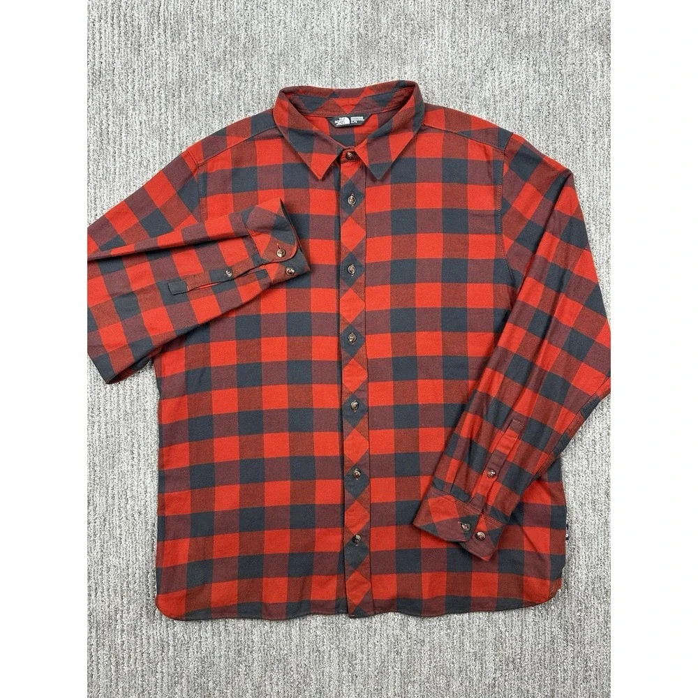 The North Face Shirt Men's Size XL Red Plaid Flannel Long Sleeve Button Up
